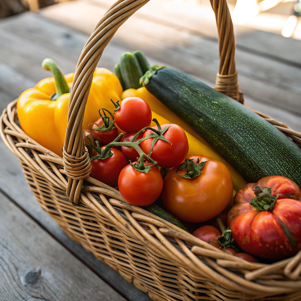 Close up of fresh seasonal harvest ingredients