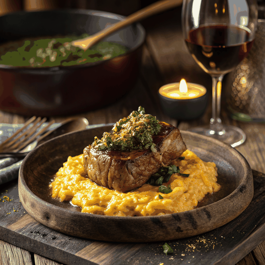 Ossobuco tierno con risotto de azafrán