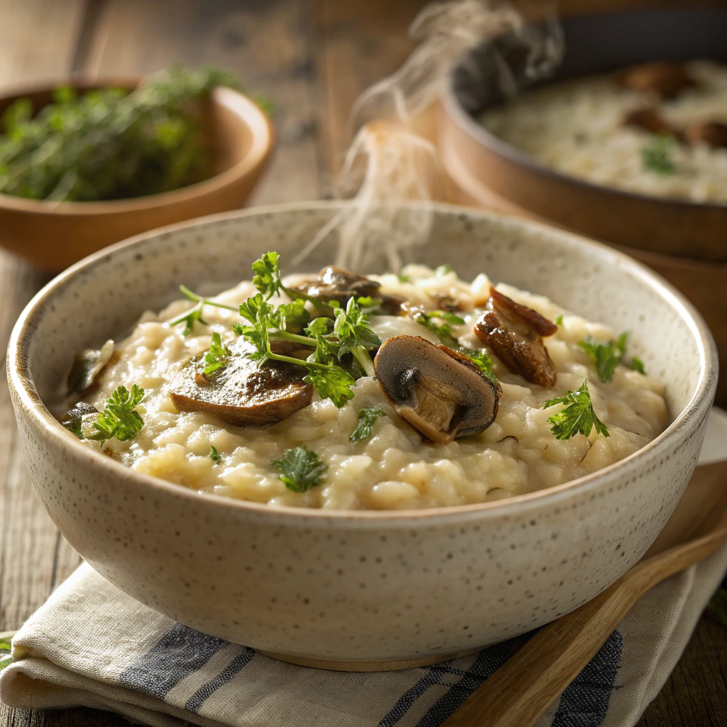Risotto cremoso con boletus y tomillo