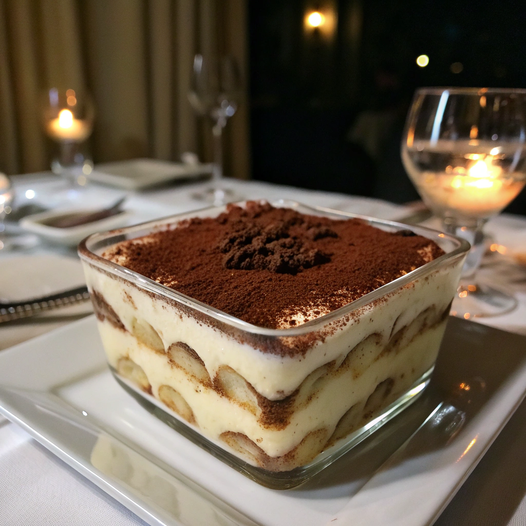 Tiramisú clásico con cacao puro